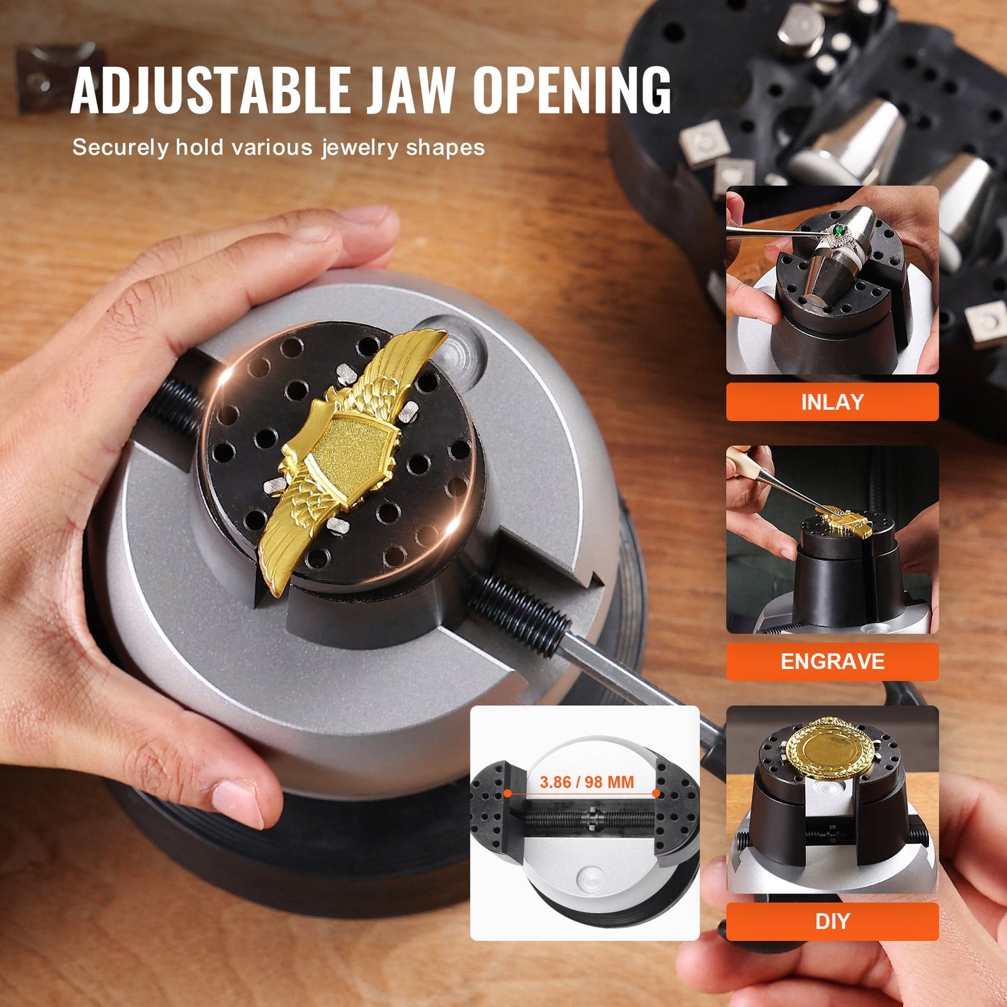 Engraving Block 5 inch Ball Vise Setting Jewelry Ball Vise Engraving with 34PCS Attachment and Rubber Base V952-GRSWNXZSZ00000001V0