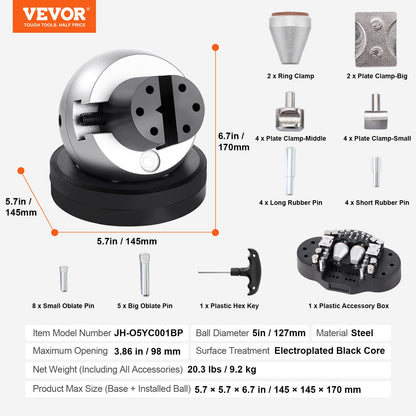 Engraving Block 5 inch Ball Vise Setting Jewelry Ball Vise Engraving with 34PCS Attachment and Rubber Base V952-GRSWNXZSZ00000001V0