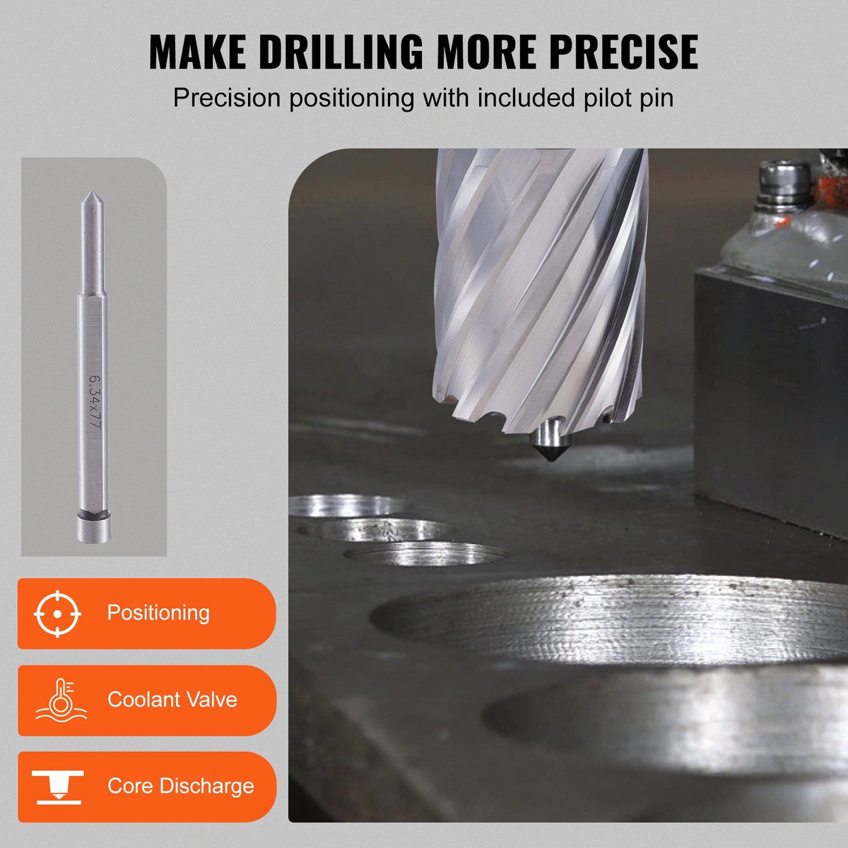 Annular Cutter Set, 6 pcs Weldon Shank Mag Drill Bits, 1" Cutting Depth, 1/2" to 1-1/16" Cutting Diameter, V952-GSGTZYC6J100O3DW2V0