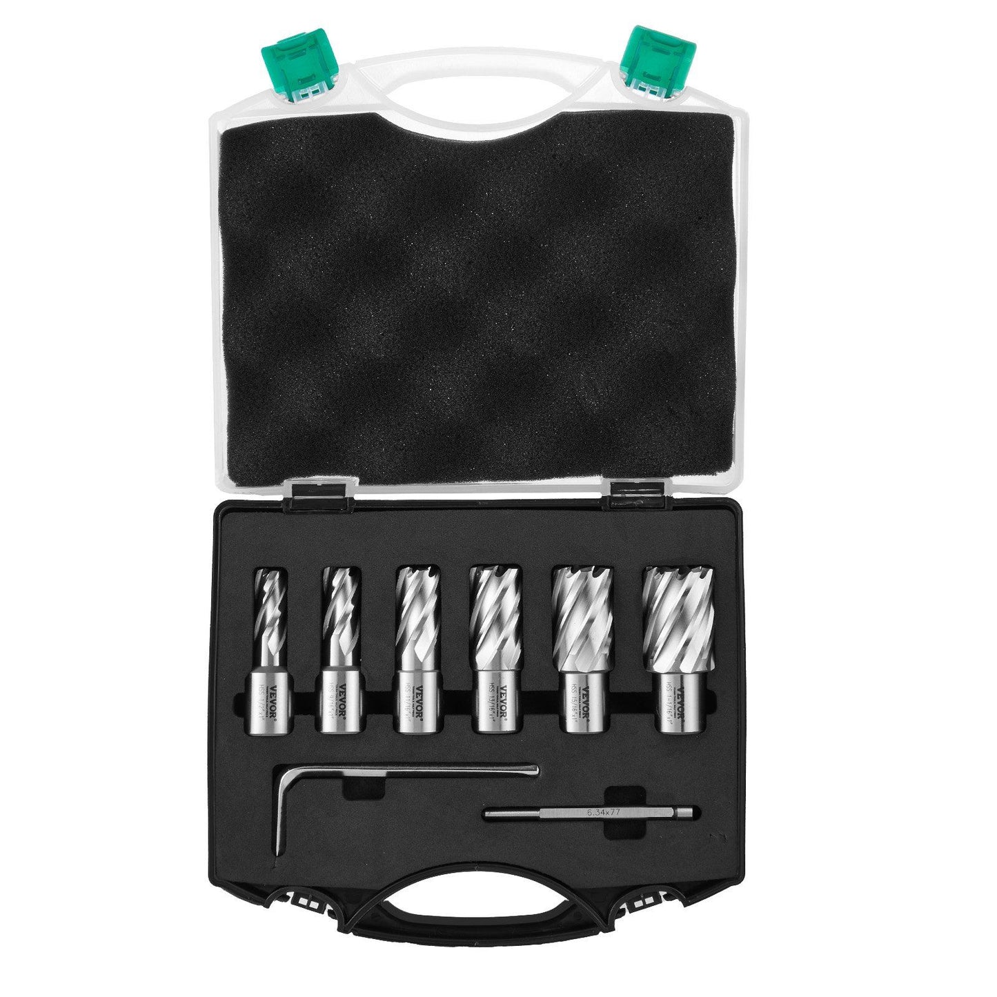 Annular Cutter Set, 6 pcs Weldon Shank Mag Drill Bits, 1" Cutting Depth, 1/2" to 1-1/16" Cutting Diameter, V952-GSGTZYC6J100O3DW2V0