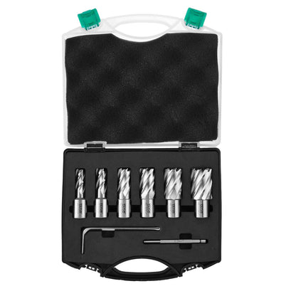 Annular Cutter Set, 6 pcs Weldon Shank Mag Drill Bits, 1" Cutting Depth, 1/2" to 1-1/16" Cutting Diameter, V952-GSGTZYC6J100O3DW2V0