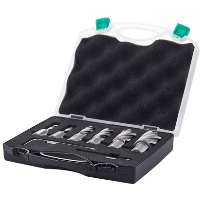 Annular Cutter Set, 6 pcs Weldon Shank Mag Drill Bits, 1" Cutting Depth, 1/2" to 1-1/16" Cutting Diameter, V952-GSGTZYC6J100O3DW2V0