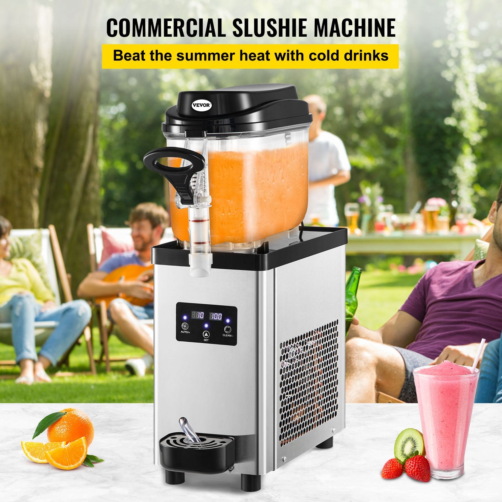 Commercial Slush Machine Frozen Drink Slushy Making Machine 6L/1.6 Gallons V952-GSJBXR16L220VKM9AV3
