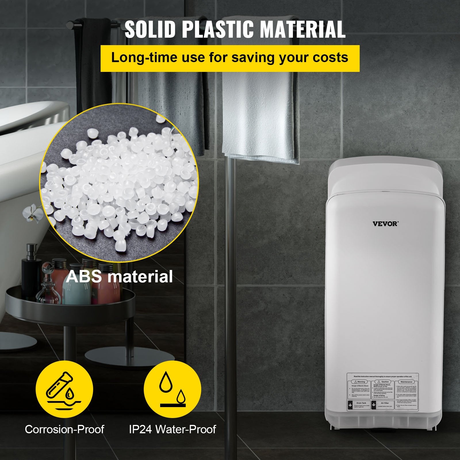 Jet Hand Dryer Blade Hand Dryer Automatic High Speed for Washroom White V952-GSJLSGSPQSBS-110PV3