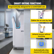 Jet Hand Dryer Blade Hand Dryer Automatic High Speed for Washroom White V952-GSJLSGSPQSBS-110PV3