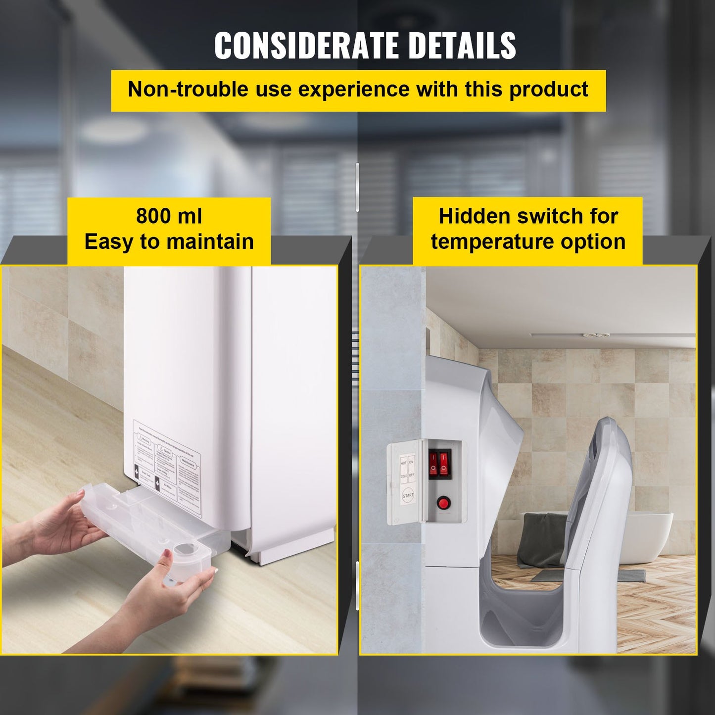 Jet Hand Dryer Blade Hand Dryer Automatic High Speed for Washroom White V952-GSJLSGSPQSBS-110PV3