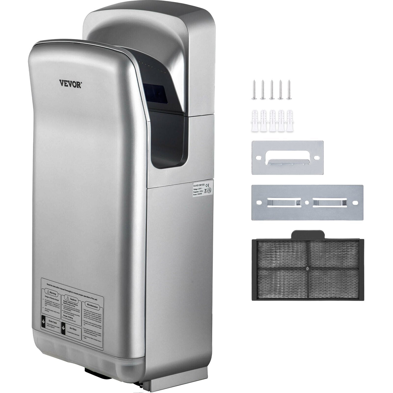 Jet Hand Dryer Blade Hand Dryer Automatic High Speed for Washroom Silver V952-GSJLSGSPQSYS-4CAQV3