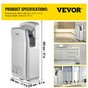 Jet Hand Dryer Blade Hand Dryer Automatic High Speed for Washroom Silver V952-GSJLSGSPQSYS-4CAQV3