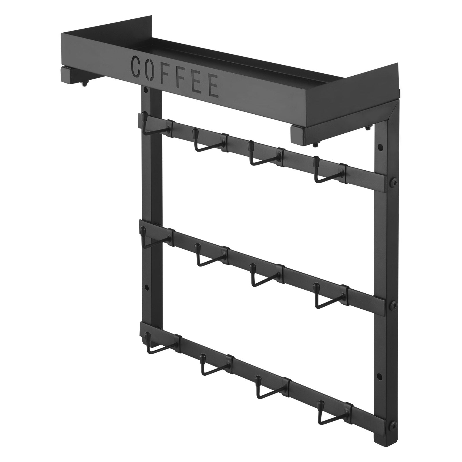 Coffee Mug Holder Wall Mounted w/ 12 Movable Hooks and Top Shelf Cup Rack V952-GSMKBGJBGSJSZUHL7V0