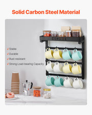 Coffee Mug Holder Wall Mounted w/ 12 Movable Hooks and Top Shelf Cup Rack V952-GSMKBGJBGSJSZUHL7V0