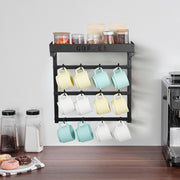Coffee Mug Holder Wall Mounted w/ 12 Movable Hooks and Top Shelf Cup Rack V952-GSMKBGJBGSJSZUHL7V0
