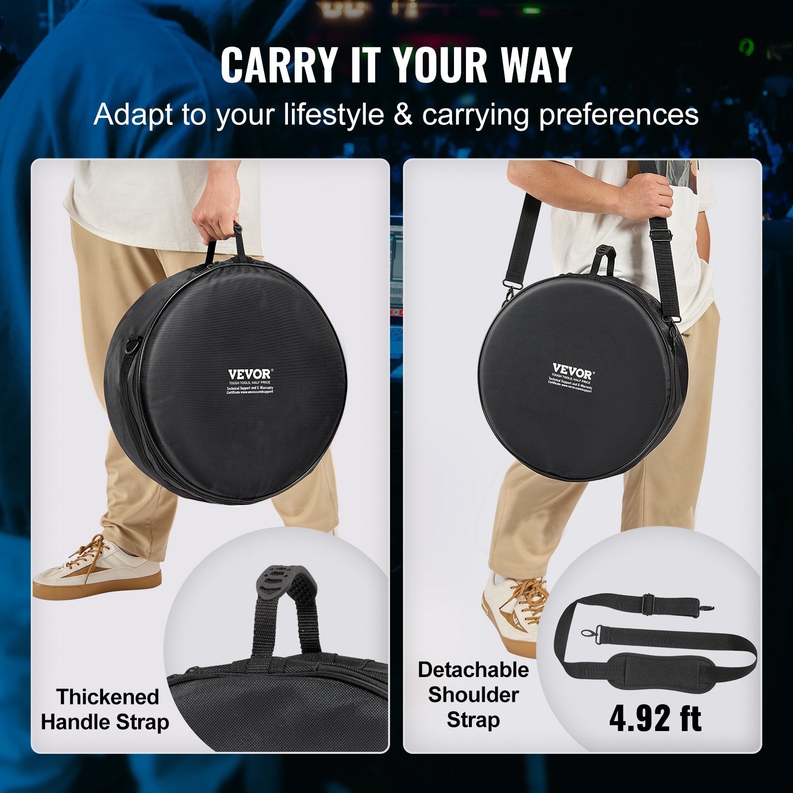 5-Piece Drum Bag Set, 1680D Oxford Fabric, Padded Drum Bags and Cases with 4.92 ft Detachable Shoulder Strap V952-GSNB1680DNJB9TCZYV0