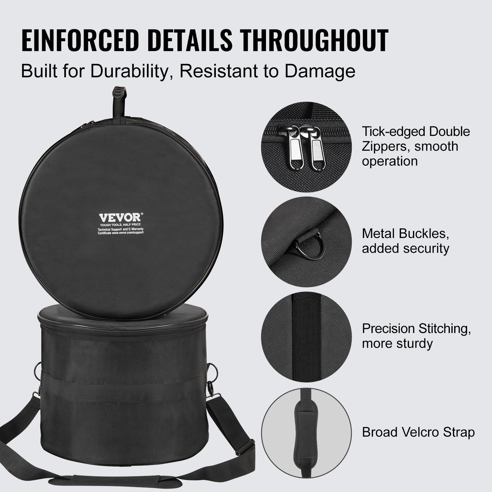 5-Piece Drum Bag Set, 1680D Oxford Fabric, Padded Drum Bags and Cases with 4.92 ft Detachable Shoulder Strap V952-GSNB1680DNJB9TCZYV0