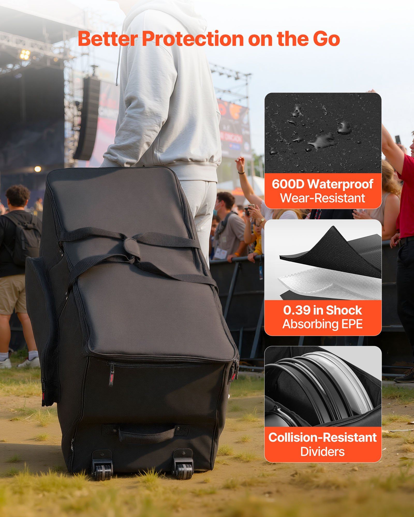 Electronic Drum Kit Bag, 600D, Padded Drum Bag with Wheels, Large 920 x 420 x 410 mm Interior, Lightweight V952-GSNBNJB1JTDZ6O9LU001V0
