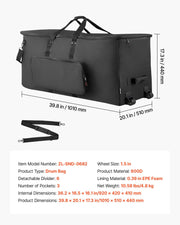 Electronic Drum Kit Bag, 600D, Padded Drum Bag with Wheels, Large 920 x 420 x 410 mm Interior, Lightweight V952-GSNBNJB1JTDZ6O9LU001V0