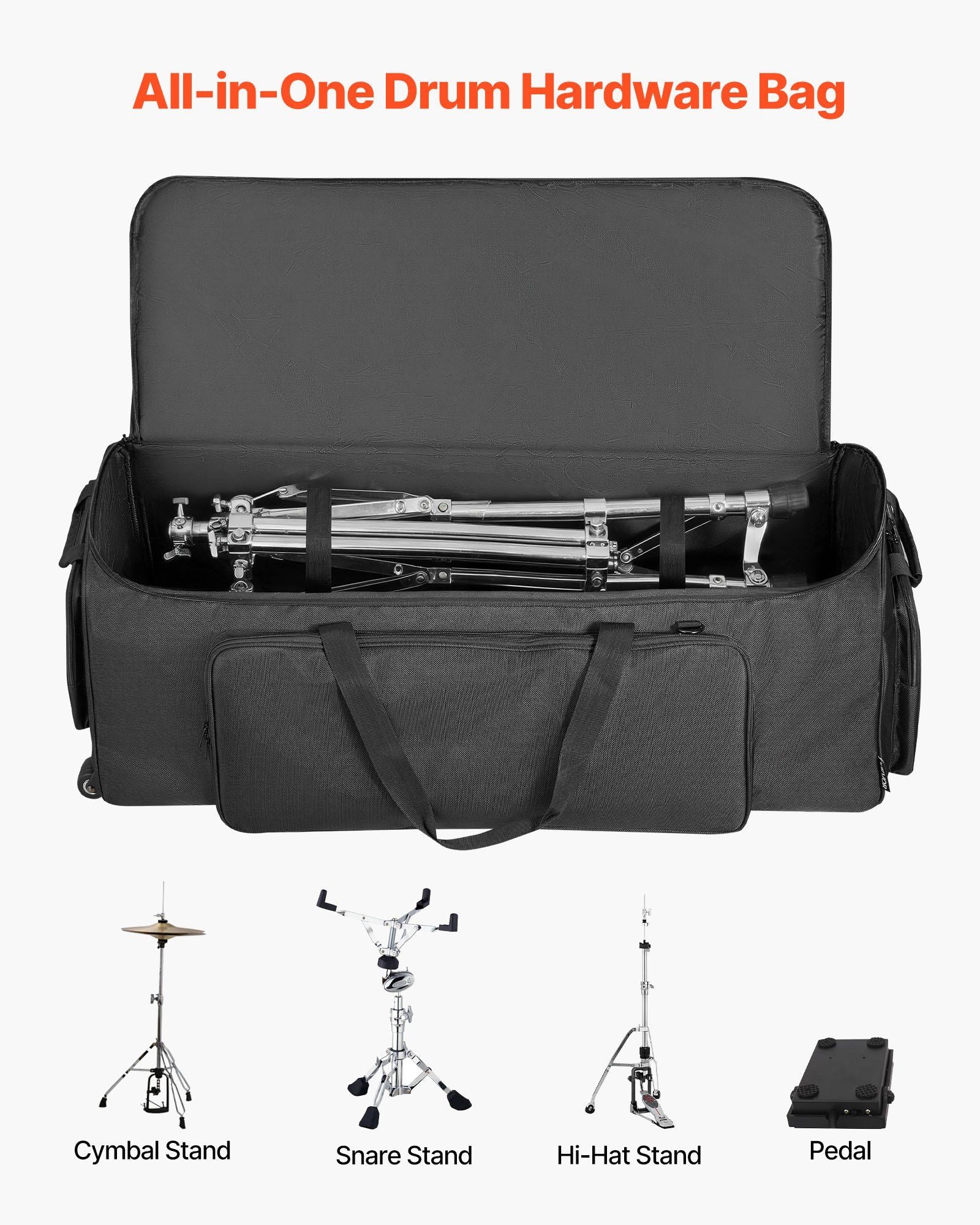 Drum Hardware Bag with Wheels, 1680D, Drum Set Equipment Carry Bag, Carrying Case with Sturdy Handle, Durable V952-GSNBNJB1JTGY2QNX6001V0