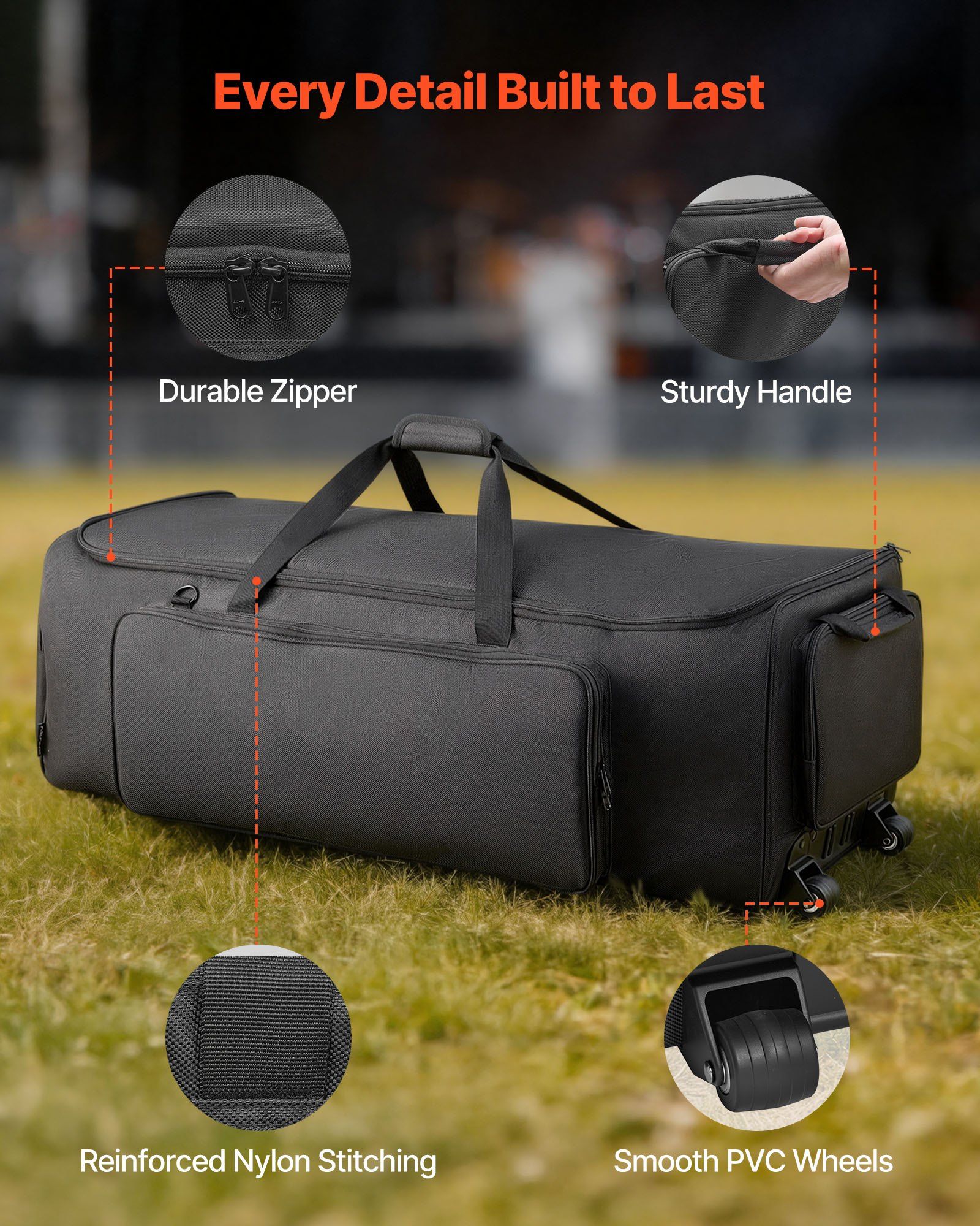 Drum Hardware Bag with Wheels, 1680D, Drum Set Equipment Carry Bag, Carrying Case with Sturdy Handle, Durable V952-GSNBNJB1JTGY2QNX6001V0
