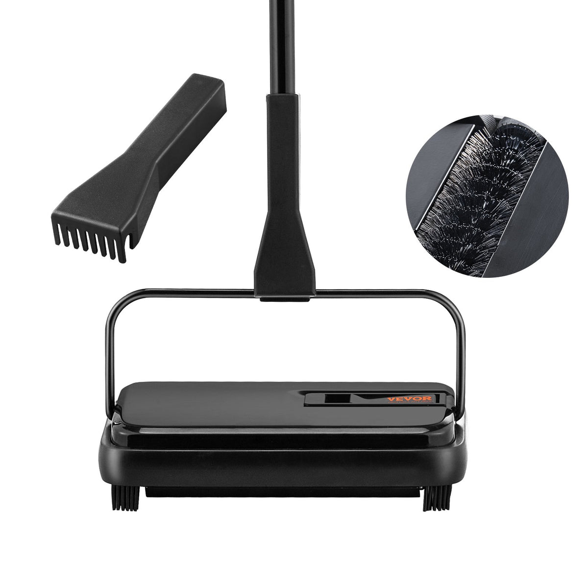 Carpet Sweeper, 200 mm Sweeping Paths, Floor Sweeper Manual Non Electric, 300 ml Dustbin Capacity with Comb V952-GSQSQBDDBDD11GAYDV0