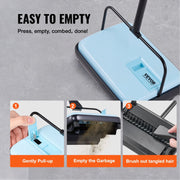Carpet Sweeper Manual, Floor Sweeper with 300 ml Dustbin Capacity Easy to Empty, 17 cm Cleaning Width for V952-GSQSQBDDBDDSY8CF2001V0