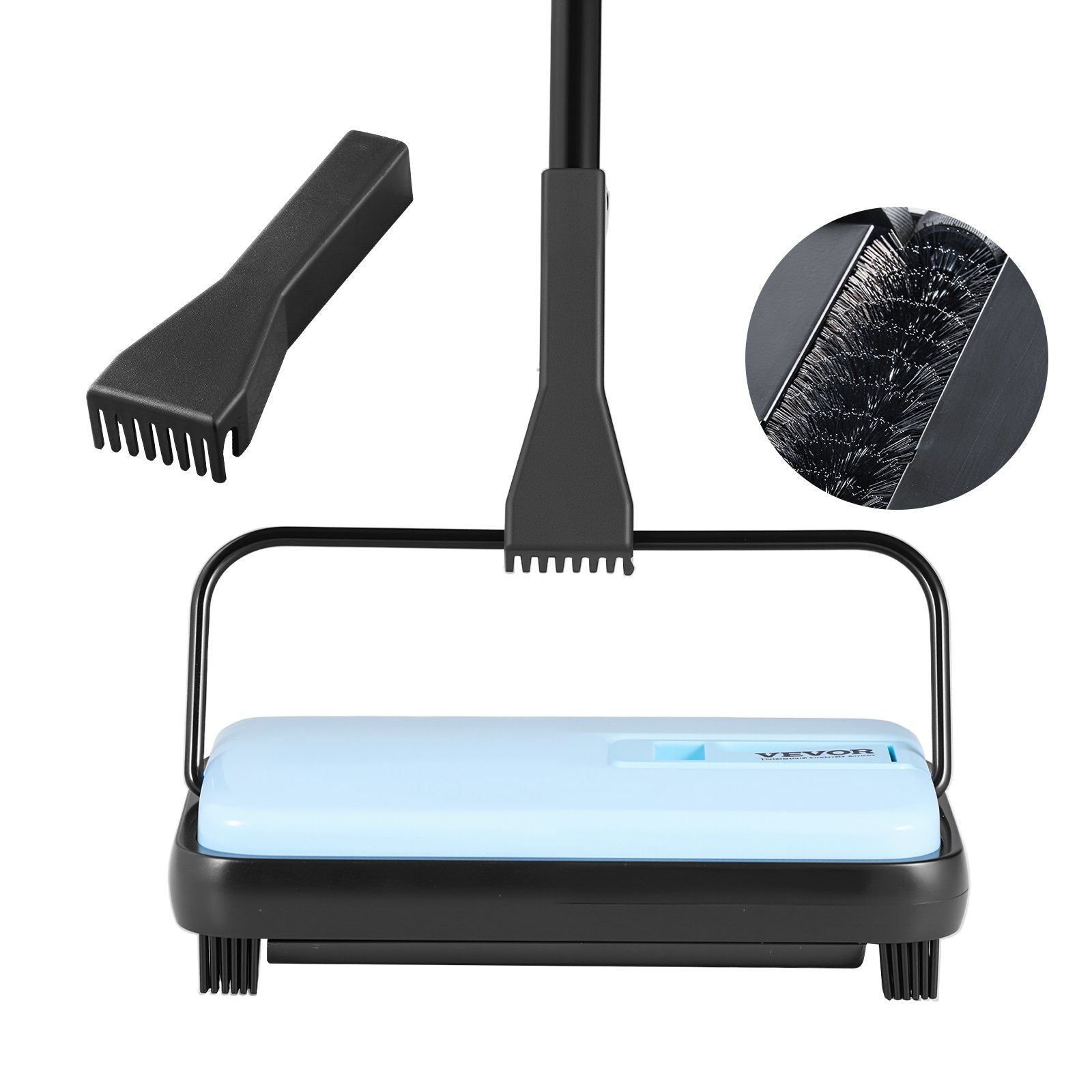Carpet Sweeper Manual, Floor Sweeper with 300 ml Dustbin Capacity Easy to Empty, 17 cm Cleaning Width for V952-GSQSQBDDBDDSY8CF2001V0