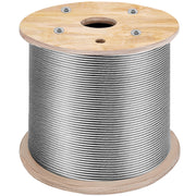 Stainless Steel Cable Railing 3/16" x 1000ft, Wire Rope 316 Marine Grade, Braided Aircraft Cable 1x19 Strands V952-GSS1X19-4.8MM305MV0
