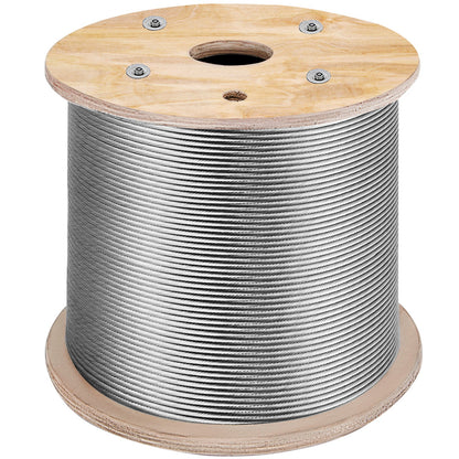 Stainless Steel Cable Railing 3/16" x 1000ft, Wire Rope 316 Marine Grade, Braided Aircraft Cable 1x19 Strands V952-GSS1X19-4.8MM305MV0