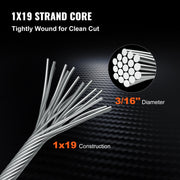 Stainless Steel Cable Railing 3/16" x 1000ft, Wire Rope 316 Marine Grade, Braided Aircraft Cable 1x19 Strands V952-GSS1X19-4.8MM305MV0