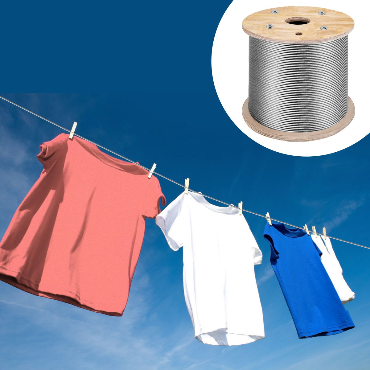 Stainless Steel Cable Railing 3/16" x 1000ft, Wire Rope 316 Marine Grade, Braided Aircraft Cable 1x19 Strands V952-GSS1X19-4.8MM305MV0