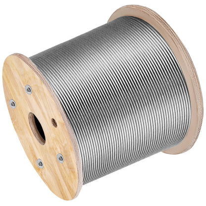 Stainless Steel Cable Railing 3/16" x 1000ft, Wire Rope 316 Marine Grade, Braided Aircraft Cable 1x19 Strands V952-GSS1X19-4.8MM305MV0