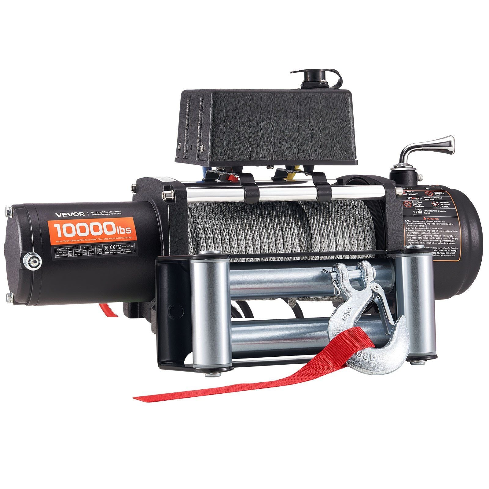 Electric Winch, 4500 kg Load Capacity, 12V DC Truck Winch with 8.3 mm x 19.8 m Steel Rope, Wireless & Wired V952-GSSDDJP10000NEA5P001V9