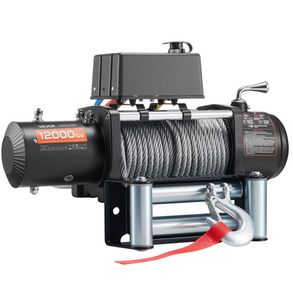 Electric Winch, 5400 kg Load Capacity, 12V DC Truck Winch with 9.1 mm x 26 m Steel Rope, Wireless & Wired V952-GSSDDJP12000FOZ31001V9