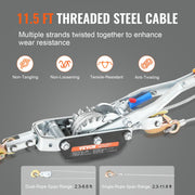 Come Along Winch, 5 Ton Max Pulling Capacity, 3.5 m Steel Cable, 3 Hooks, Heavy Duty Ratchet Power Puller V952-GSSJXQ5T13YC77Z63V0