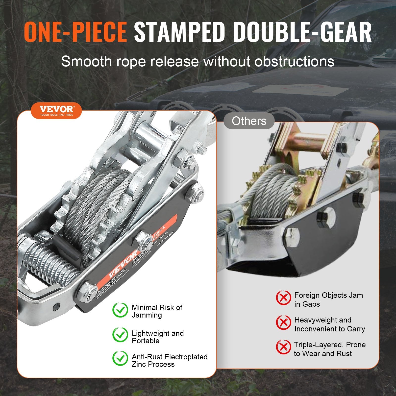 Come Along Winch, 5 Ton Max Pulling Capacity, 3.5 m Steel Cable, 3 Hooks, Heavy Duty Ratchet Power Puller V952-GSSJXQ5T13YC77Z63V0
