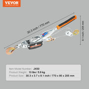 Come Along Winch, 5 Ton Max Pulling Capacity, 3.5 m Steel Cable, 3 Hooks, Heavy Duty Ratchet Power Puller V952-GSSJXQ5T13YC77Z63V0