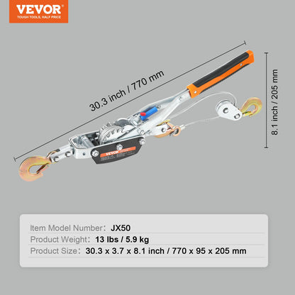 Come Along Winch, 5 Ton Max Pulling Capacity, 3.5 m Steel Cable, 3 Hooks, Heavy Duty Ratchet Power Puller V952-GSSJXQ5T13YC77Z63V0