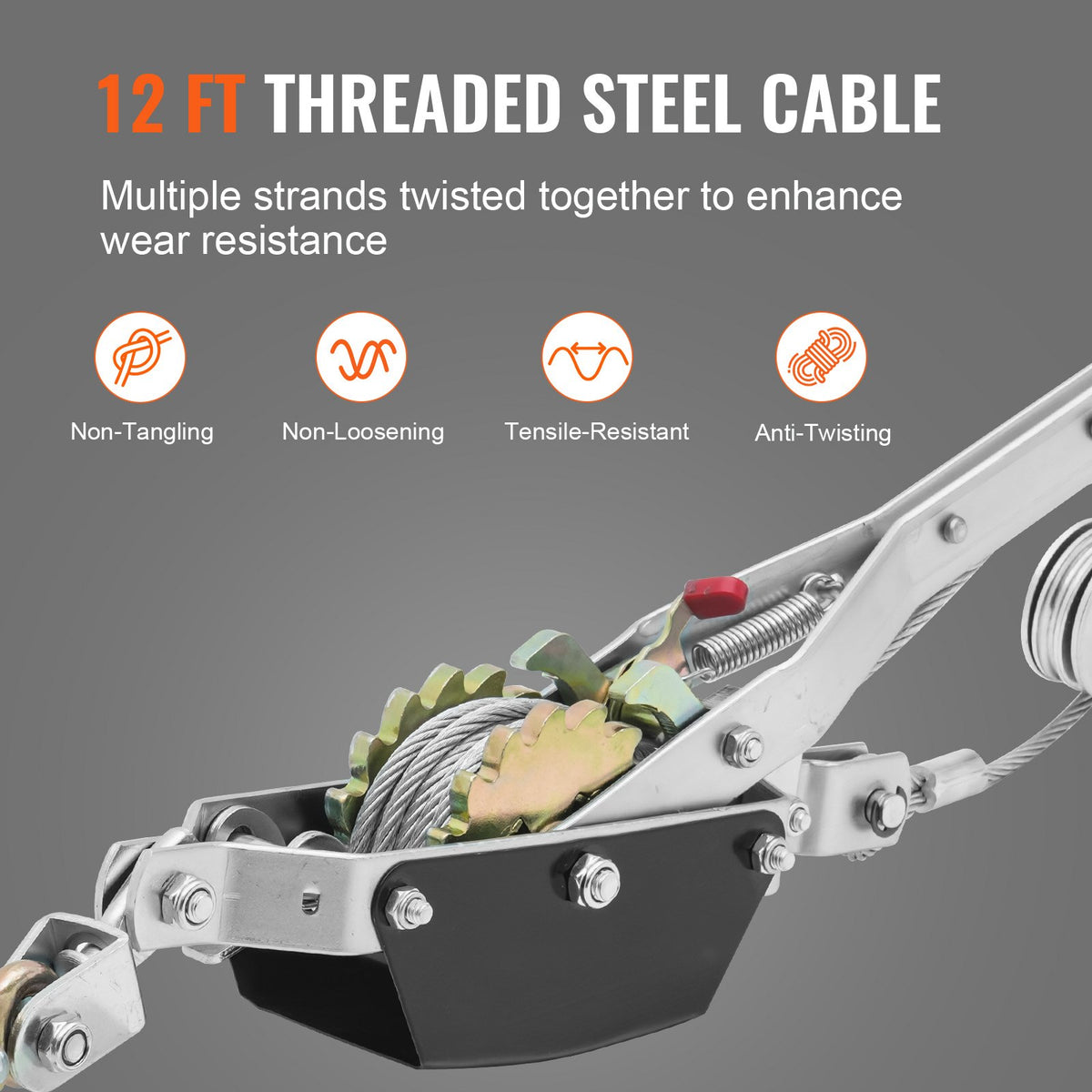Power Puller Come Along Winch 2 Ton 4409 lbs Heavy Duty Pull Hoist 2 Hooks V952-GSSKJXQGSS2TN513MV0