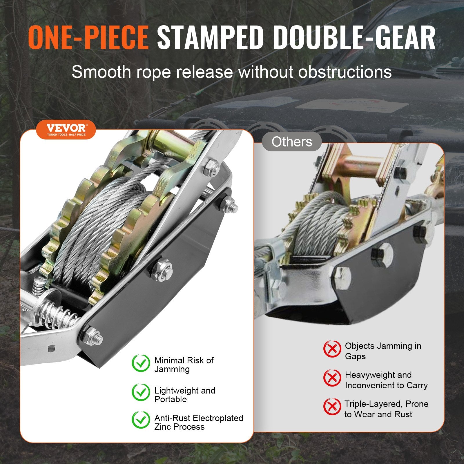 Power Puller Come Along Winch 2 Ton 4409 lbs Heavy Duty Pull Hoist 2 Hooks V952-GSSKJXQGSS2TN513MV0