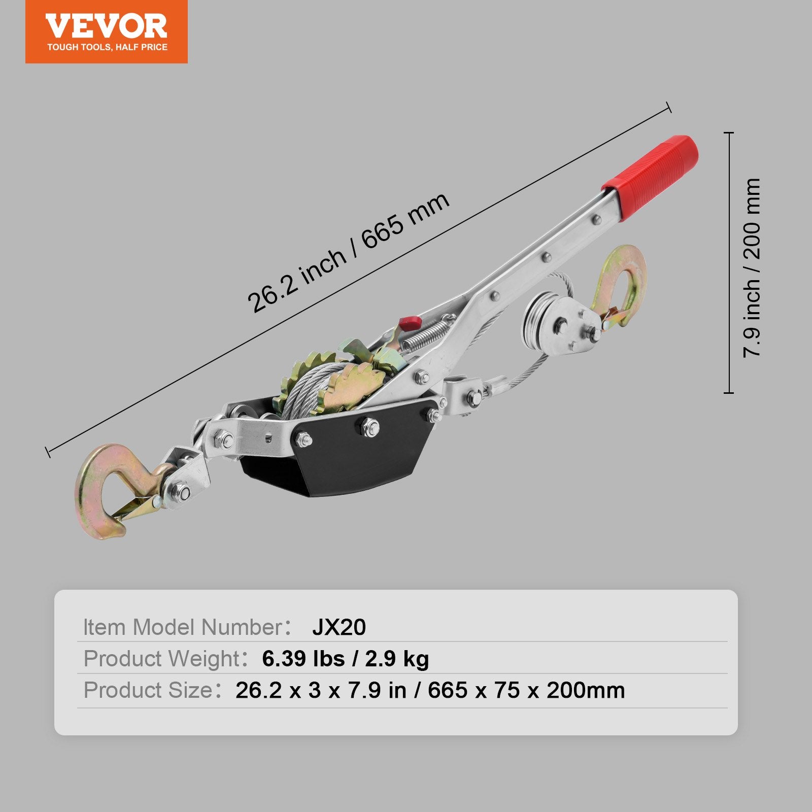 Power Puller Come Along Winch 2 Ton 4409 lbs Heavy Duty Pull Hoist 2 Hooks V952-GSSKJXQGSS2TN513MV0