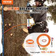 12.7mm Steel Core Flipline, 16ft(4.8m)Arborist Flipline for Tree Climbing with Alloy Steel Snap Hook & V952-GSSTJJSGSS16HY1WRV0