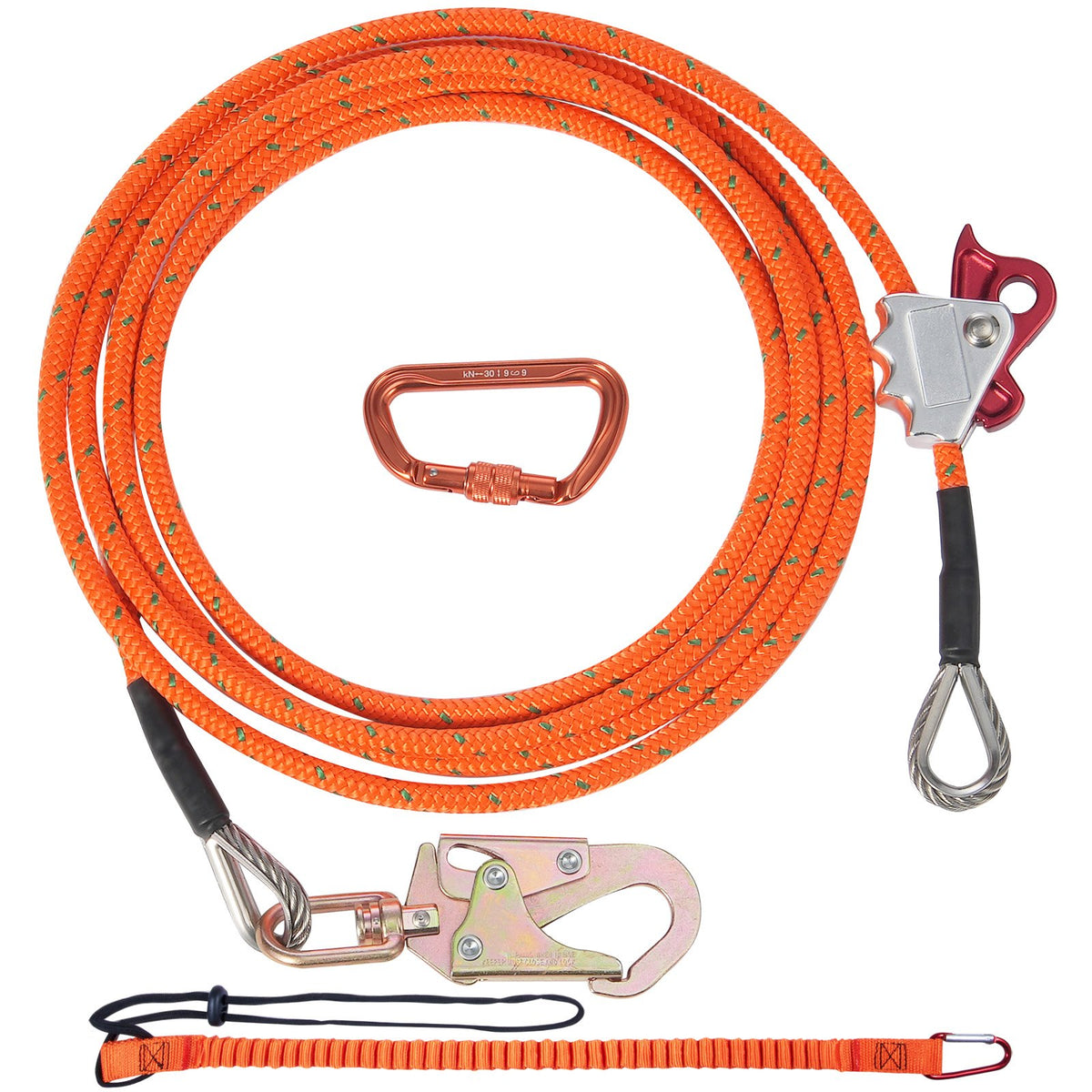 12.7mm Steel Core Flipline, 16ft(4.8m)Arborist Flipline for Tree Climbing with Alloy Steel Snap Hook & V952-GSSTJJSGSS16HY1WRV0