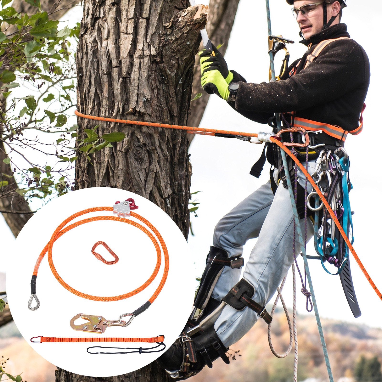16mm Steel Core Flipline 8ft(2.4m) Arborist Flipline for Fall Protection V952-GSSTJJSGSS8YWONR1V0