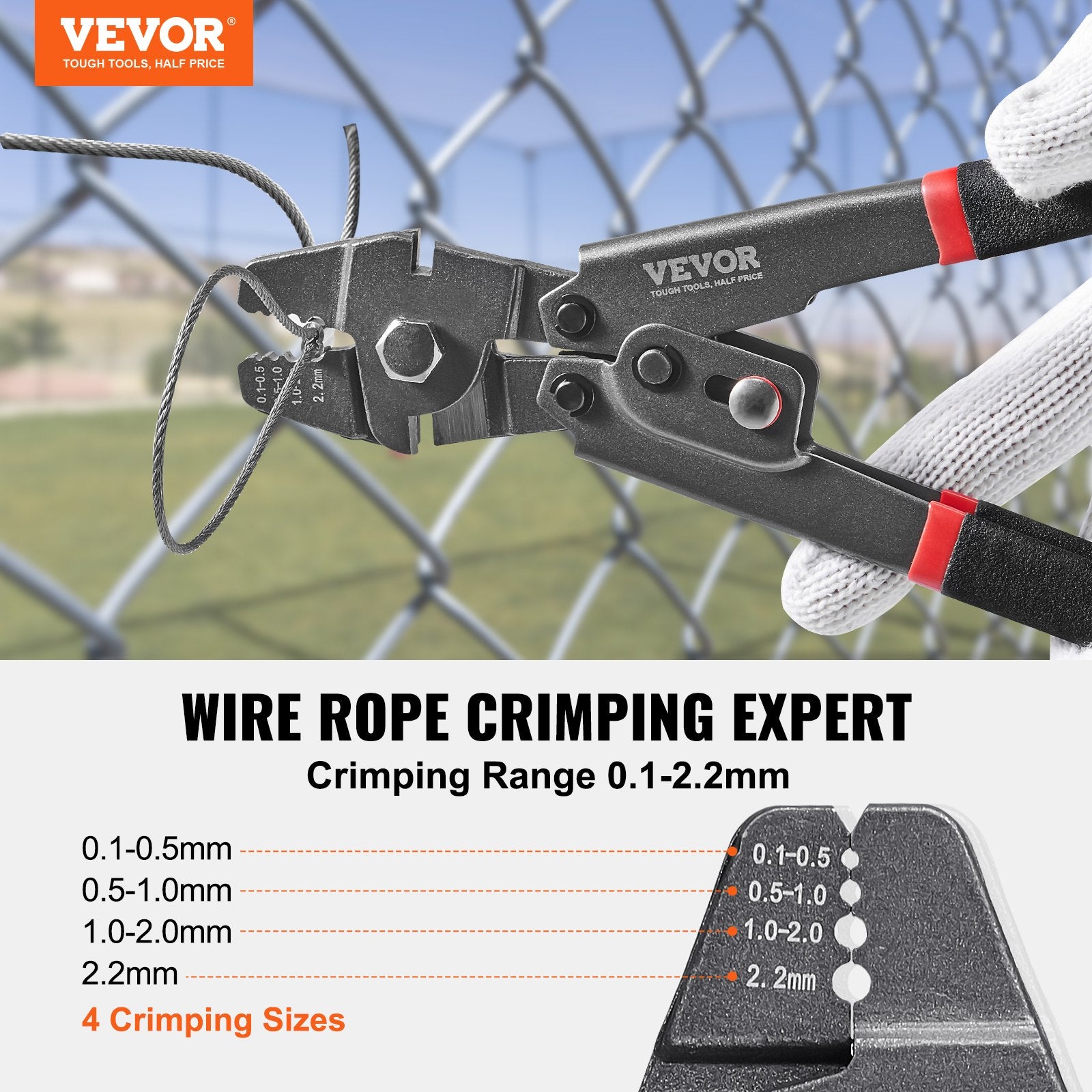 Crimping Tool, Up To 2.2mm Wire Rope Crimping Tool, Crimping Loop Sleeve Kit with a Cable Cutter and 160pcs V952-GSSYJQGSS16409CTZV0
