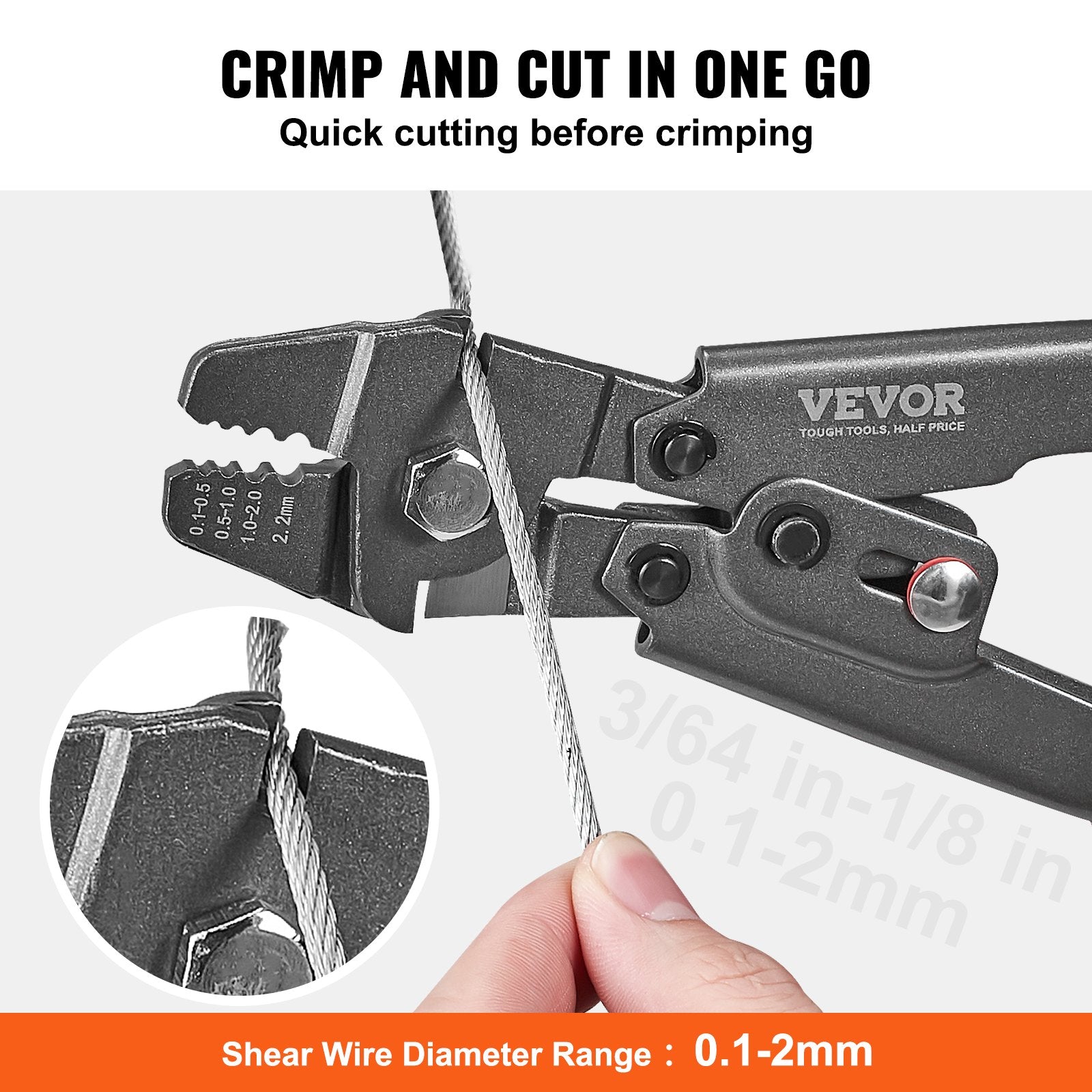 Crimping Tool, Up To 2.2mm Wire Rope Crimping Tool, Crimping Loop Sleeve Kit with a Cable Cutter and 160pcs V952-GSSYJQGSS16409CTZV0