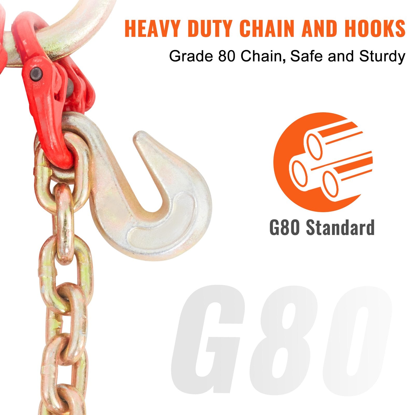 V-Chain Bridle, 4364 kg Working Load Limit, 8 x 914.4 mm G80 Tow Chain with RTJ Cluster Hooks, DOT Certified, V952-GTLMGDXJZYCZD1MNHV0