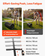 Compost Spreader, 91 cm Wide Peat Moss Spreader with Push/Tow Handle, 4 Heights Adjustable, Powder-Coated V952-GTSBJHSFMTCGFONO4001V0