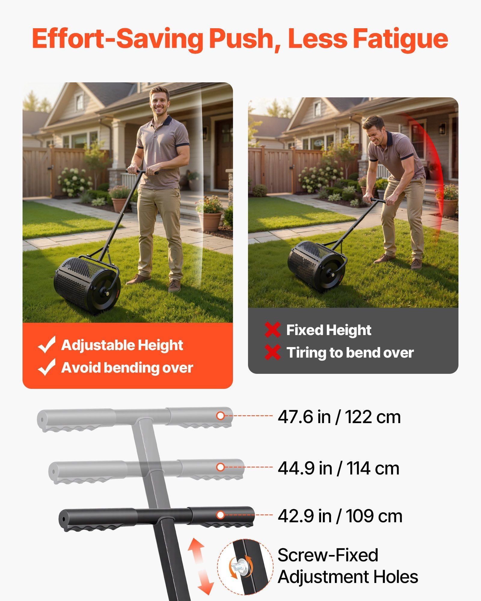 Compost Spreader, 42 cm Wide Peat Moss Spreader with T Shaped Handle, 3 Heights Adjustable, Powder-Coated V952-GTSBJHSFMTCGW6C4X001V0