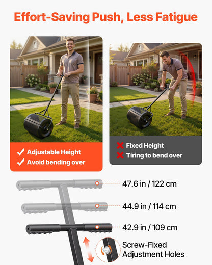 Compost Spreader, 42 cm Wide Peat Moss Spreader with T Shaped Handle, 3 Heights Adjustable, Powder-Coated V952-GTSBJHSFMTCGW6C4X001V0