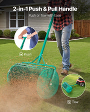 Compost Spreader, 24 in Wide Peat Moss Spreader with Push/Tow Handle, 4 Heights Adjustable, Powder-Coated V952-GTSBJLSFMTCGHA1PR001V0