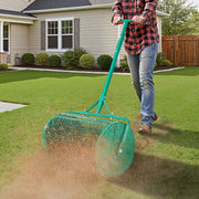 Compost Spreader, 24 in Wide Peat Moss Spreader with Push/Tow Handle, 4 Heights Adjustable, Powder-Coated V952-GTSBJLSFMTCGHA1PR001V0