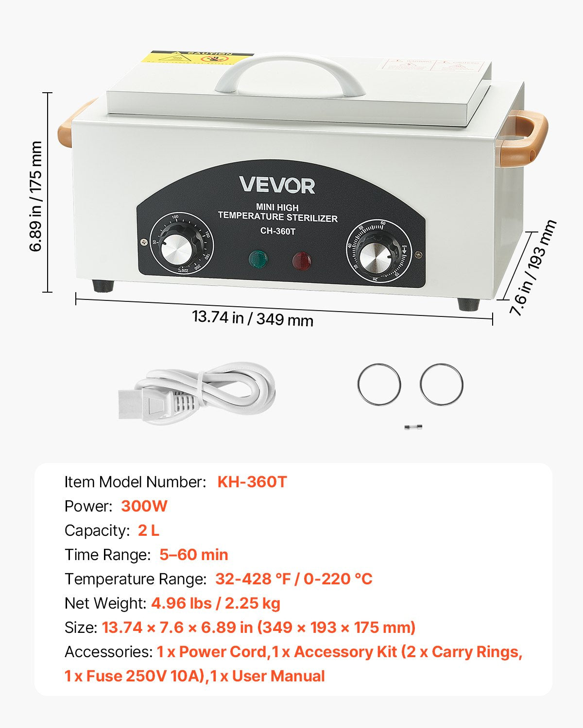 High Temperature Autoclave Machine, 2L, 300W High Temperature Cleaner Machine Box with Adjustable Temperature V952-GWXDQ15L0000R49V7001V3